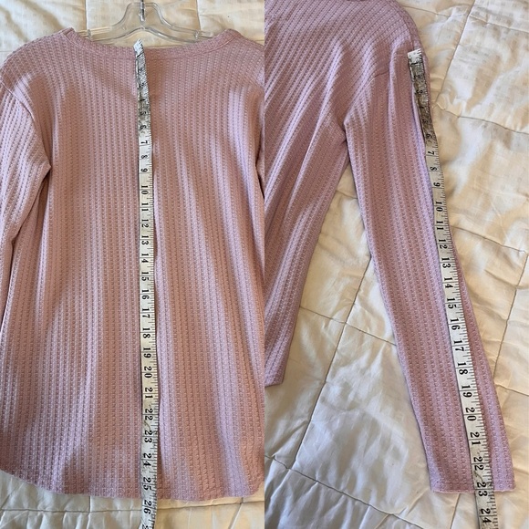 Chaser V-neck Waffle Weave Pullover Top S Pale Purple - Picture 9 of 11